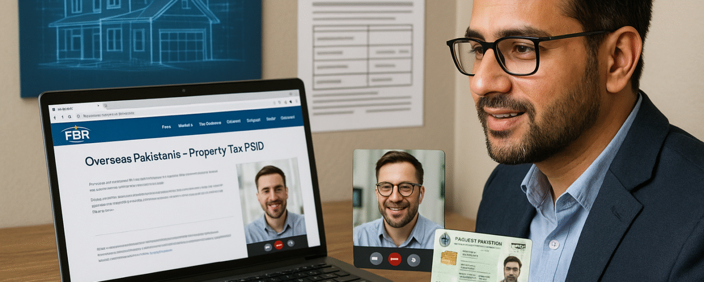 Overseas Pakistani using NICOP to claim filer tax rate benefits on property transaction through FBR online portal.
