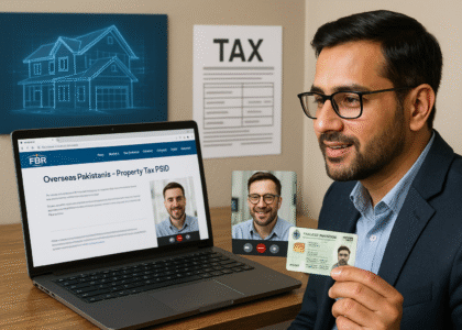 Overseas Pakistani using NICOP to claim filer tax rate benefits on property transaction through FBR online portal.
