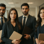Pakistani tax professionals in an office discussing Income Tax Ordinance Section 21(l) real estate case