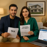 couple in Pakistan applying for FBR tax exemption on home sale after 15 years of residence.