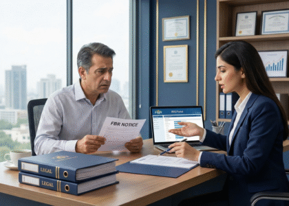 Tax consultant advising a client after receiving an FBR income tax notice in Pakistan